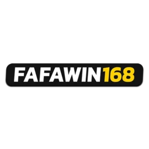 ลโก้ FAFAWIN168 ตัวอักษรขาวและเหลืองบนพื้นสีดำ
